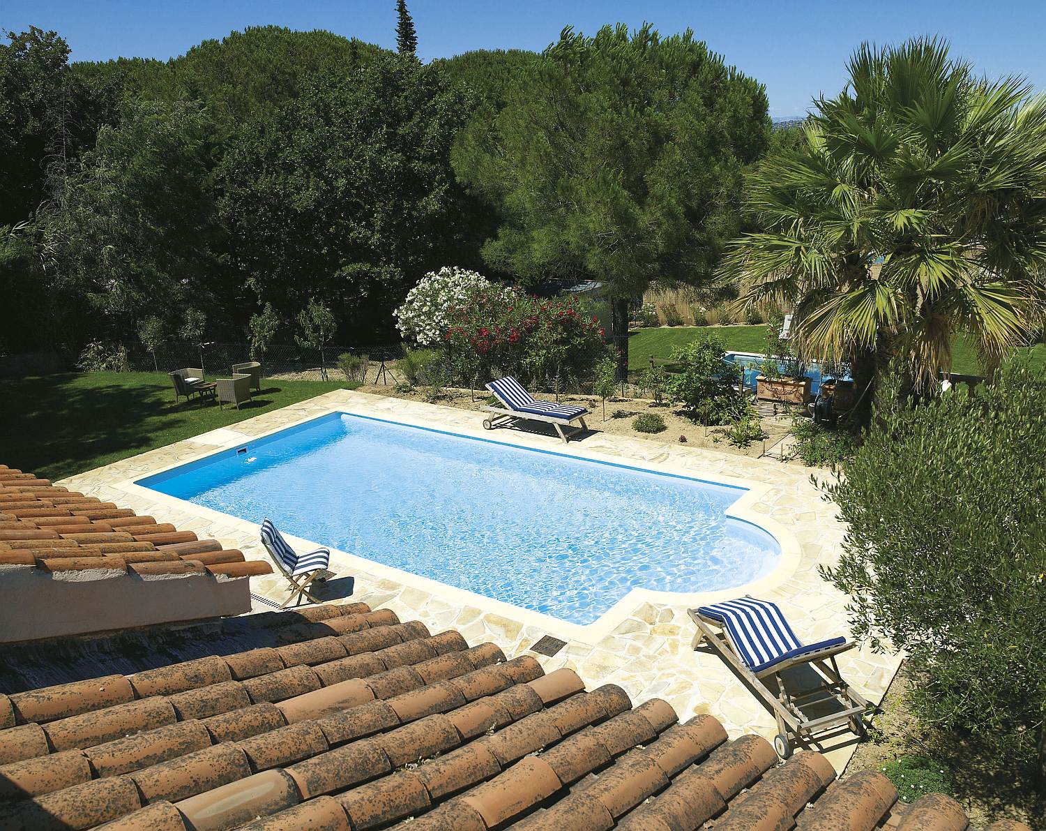 Grande piscine extérieure rectangulaire